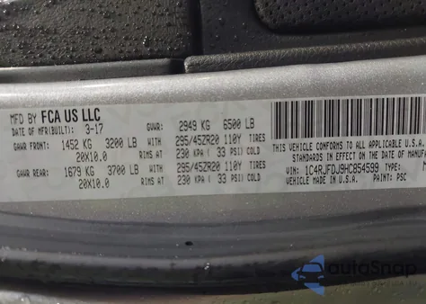 2017 Jeep Grand Cherokee Srt 4X4 from USA, damaged, VIN 1C4RJFDJ9HC854599